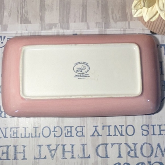 Living Art Yvette &Claudette Chic Pink and White Striped Decorative Tray - Picture 3 of 3